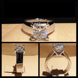 *NEW* High Quality Square AAA+ Cubic Zirconia Diamond Silver 925 Ring