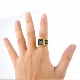 Popular Gold Men's Square Masonic Ring 316L Stainless Steel Ring - The Jewellery Supermarket