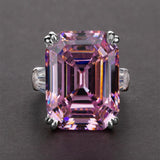 *NEW* Fashion Big Rectangle Inlaid White/Pink High Quality AAA+ Cubic Zirconia Diamonds Ring - The Jewellery Supermarket