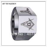 Multifaceted Tungsten Carbide Masonic Master With Freemason Design Ring - The Jewellery Supermarket