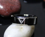 Popular 8MM Black Top Silver Edges 14TH Degree Masonic Tungsten Carbide Wedding Ring