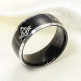 Brand Titanium Steel Carbide Masonic Black Men Ring - The Jewellery Supermarket